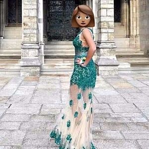 DAVE & JOHNNY GREEN NUDE SEQUINS PROM GOWN DRESS 4